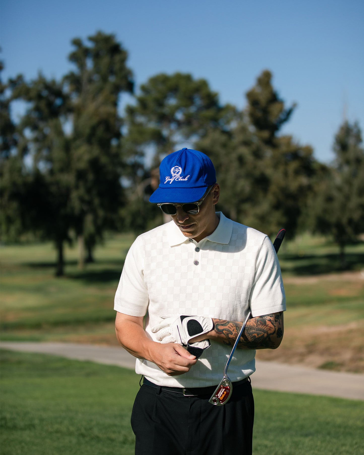 Checkerboard Knit Polo